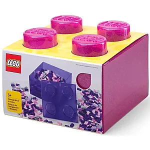40090801 LEGO Storage Brick 4 Top Lid Glitter Medium Violet - 1